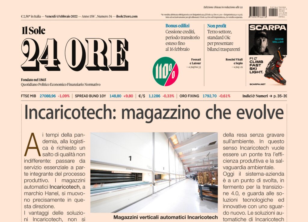 Il Sole 24 Ore: “Incaricotech: magazzino che evolve”