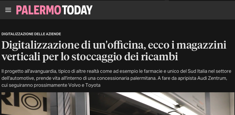 Palermo Today parla di noi: stoccaggio di ricambi e attrezzature nell’officina Riolo